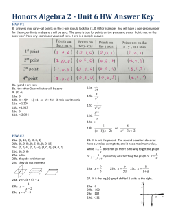 Honors Algebra 2 - Unit 6 HW Answer Key