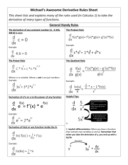 Michael`s Awesome Derivative Rules Sheet