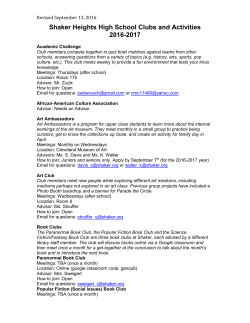 Clubs and Activities 2016