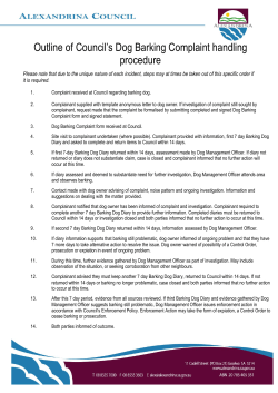 Outline of Council`s Dog Barking Complaint handling procedure