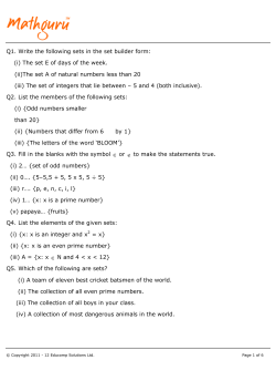 Q1. Write the following sets in the set builder form: (i) The