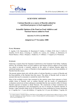 SCIENTIFIC OPINION Calcium fluoride as a source of