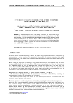 Journal of Engineering Studies and Research &ndash; Volume 21 (2015