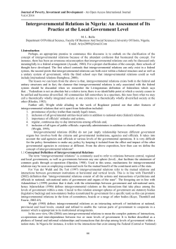 Intergovernmental Relations in Nigeria: An Assessment