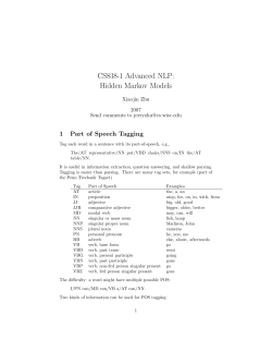 CS838-1 Advanced NLP: Hidden Markov Models