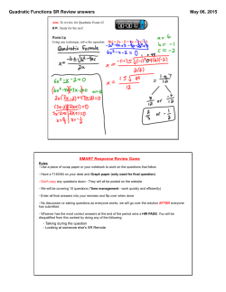 Quadratic Functions SR Review answers May 06, 2015