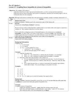 Pre-AP Algebra 2 Lesson 2-5 &ndash;Graphing linear inequalities