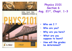 Lecture Notes 1 - August 21