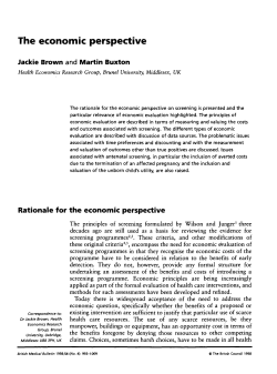 Rationale for the economic perspective