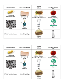 Contains Carbon Found in living things Glucose Hydrogen Peroxide