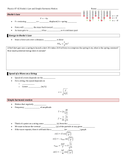 Physics 07-02 Hooke`s Law and Simple Harmonic Motion