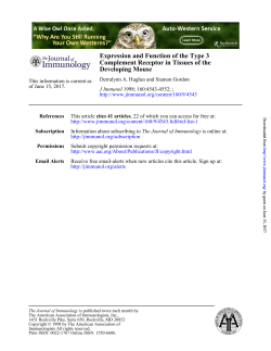 Developing Mouse Complement Receptor in Tissues of the