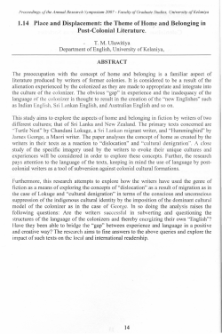 1.14 Place and Displacement: the Theme of Home and Belonging in