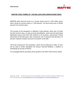 MAPFRE fixes terms of &euro;1000 million Senior Bond issue PDF