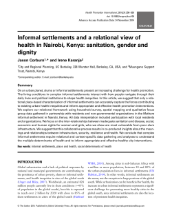 Informal settlements and a relational view of health in Nairobi, Kenya