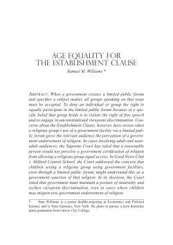AGE EquALITY FOR THE ESTABLISHMENT CLAuSE