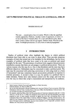 Let`s Pretend - Political Trials in Australia, 1930-39