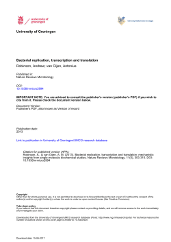 University of Groningen Bacterial replication, transcription and