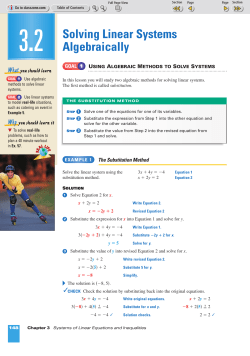 Solving Linear Systems Algebraically