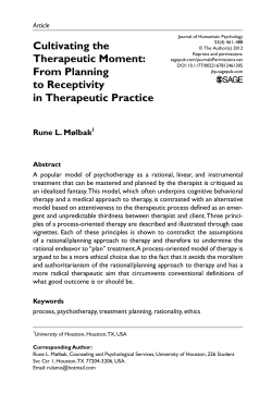 Cultivating the Therapeutic Moment: From Planning