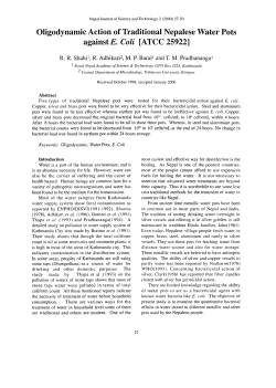 Oligodynamic Action of Traditional Nepalese Water Pots against E
