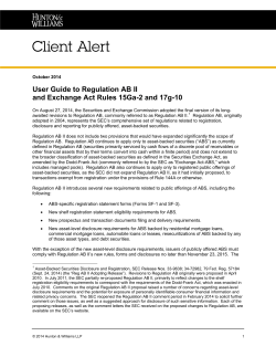 User Guide To Regulation AB II And Exchange Act Rules 15Ga