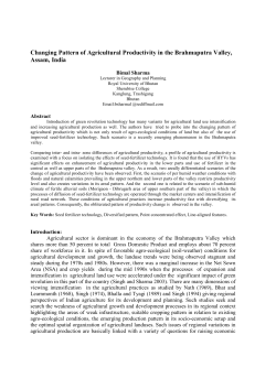 Changing Pattern of Agricultural Productivity in the Brahmaputra