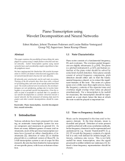 Piano Transcription using Wavelet Decomposition and - VBN