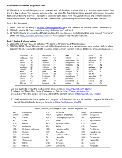 AP Chem Assignment - Discovery High School