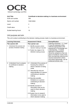 Unit 306 - Contribute to decision-making in a business