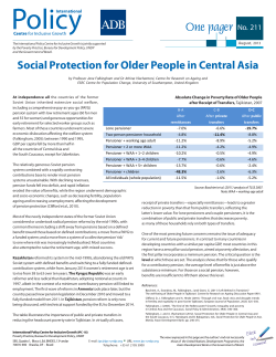 Social Protection for Older People in Central Asia