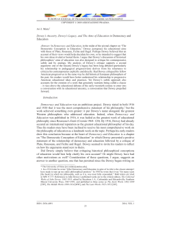 Dewey`s Ancestry, Dewey`s Legacy, and The Aims of Education in