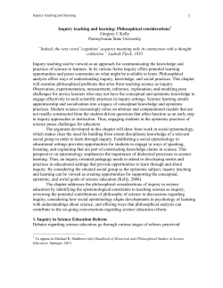 Inquiry teaching and learning: Philosophical considerations