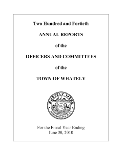 2010 Annual Report - Town of Whately MA