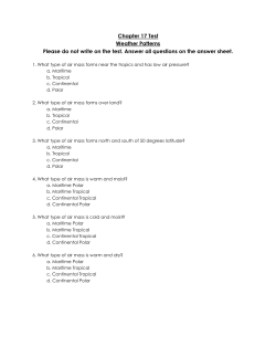 Chapter 17 Test Weather Patterns Please do not write on the test