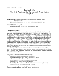 English E-189: The Civil War from Nat Turner to Birth of a Nation