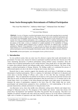 Some Socio-Demographic Determinants of Political Participation