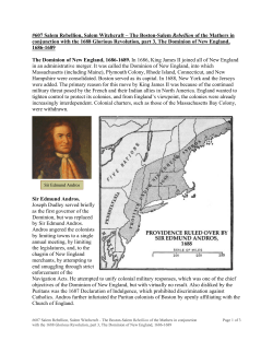 607 Salem Rebellion, Salem Witchcraft