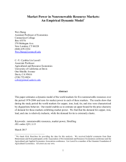 Market Power in Nonrenewable Resource Markets