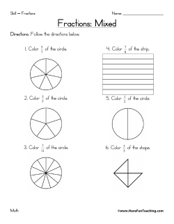 Mixed Fractions Worksheets