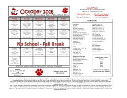 Corbin Elementary School Breakfast Menu