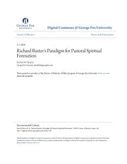 Richard Baxter`s Paradigm for Pastoral Spiritual Formation