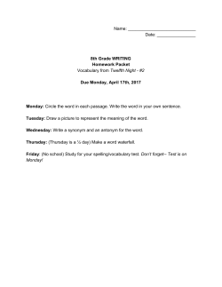 Date: 8th Grade WRITING Homework Packet Vocabulary from