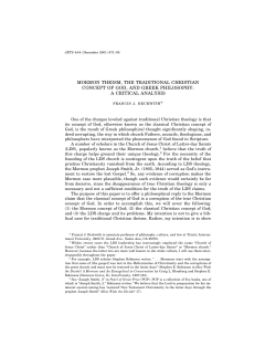 MORMON THEISM, THE TRADITIONAL CHRISTIAN CONCEPT OF