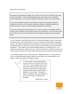 OBJECTIVES OF THE COURSE - Urban Society for Aboriginal Youth