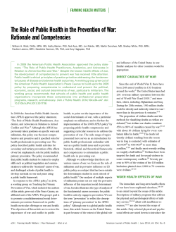 The Role of Public Health in the Prevention of War