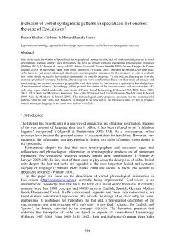 Inclusion of verbal syntagmatic patterns in specialized dictionaries