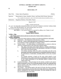 Fantasy Sports Regulation. - North Carolina General Assembly