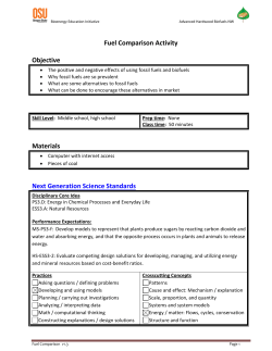 Fuel Comparison Activity Objective Materials Next Generation