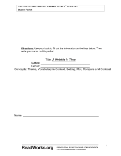 A Wrinkle in Time Author - St. Albert the Great Catholic School